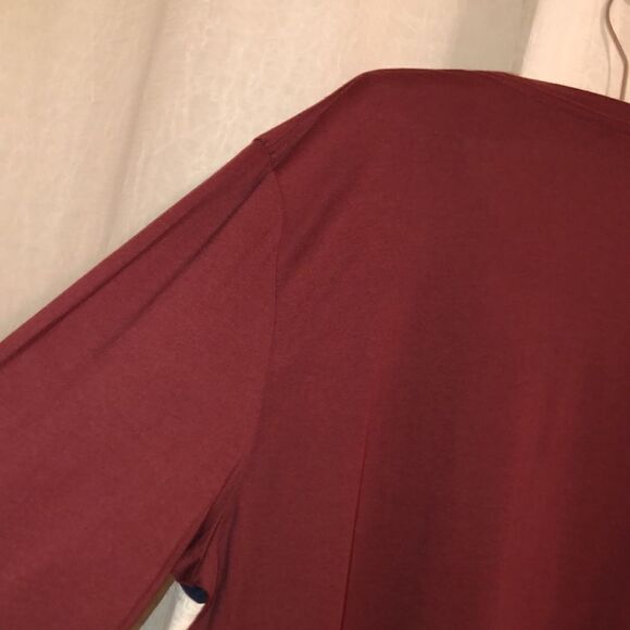 LEVI’S XL Angler Color block Port Wine Navy Beige Long Sleeve Crewneck Tee - Picture 9 of 10